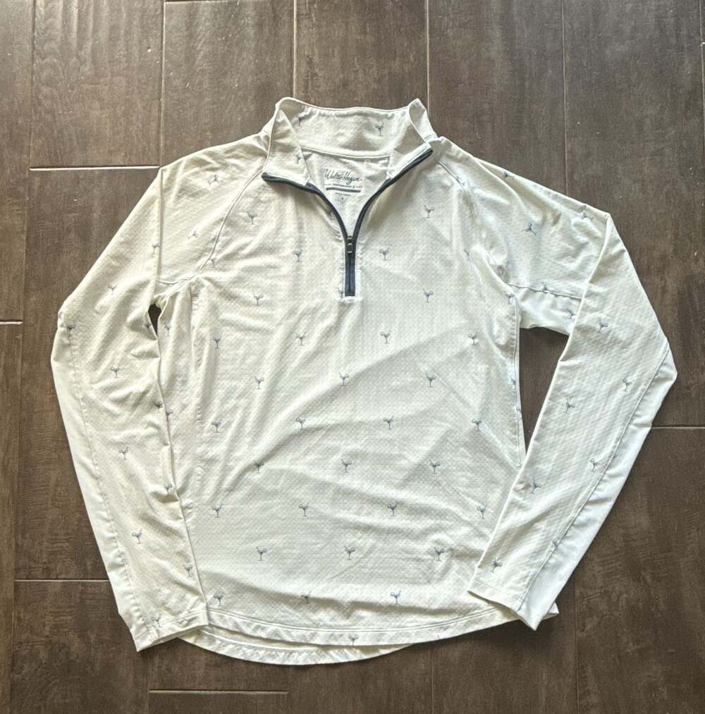 Walter Hagen Women’s 1/4 Zip Performance Pullover Size S White Martini Print Sun